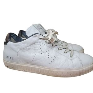 Leather Crown Black And White Leather Low Top Trainer Sneakers Size 9 2009